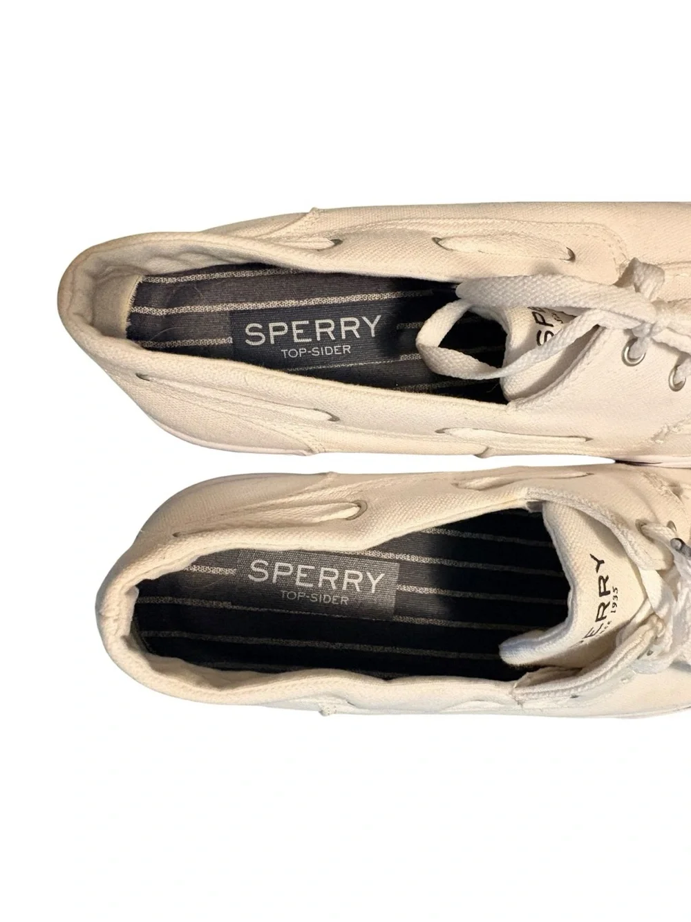 Sperry Top-Sider Boat Shoes Size 10.5 White Canvas